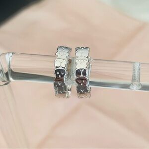 Luxury Tous Polished Mirror Spanish Bear Chained 3D Bear-Shaped Hoop Pin Stud